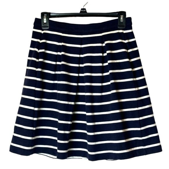 Boden Skirt Women 4 Navy Blue White Striped‎ Pleated A Line Mini Coastal Preppy - Picture 1 of 9